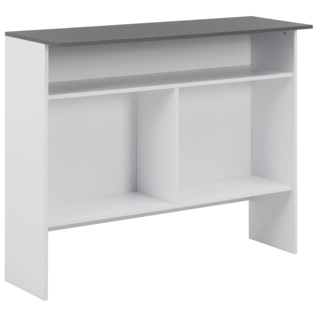 Bar table with 2 tops, white and gray, 130x40x120 cm