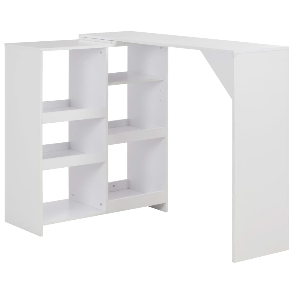 Bar table with movable shelf, white, 138x39x110 cm