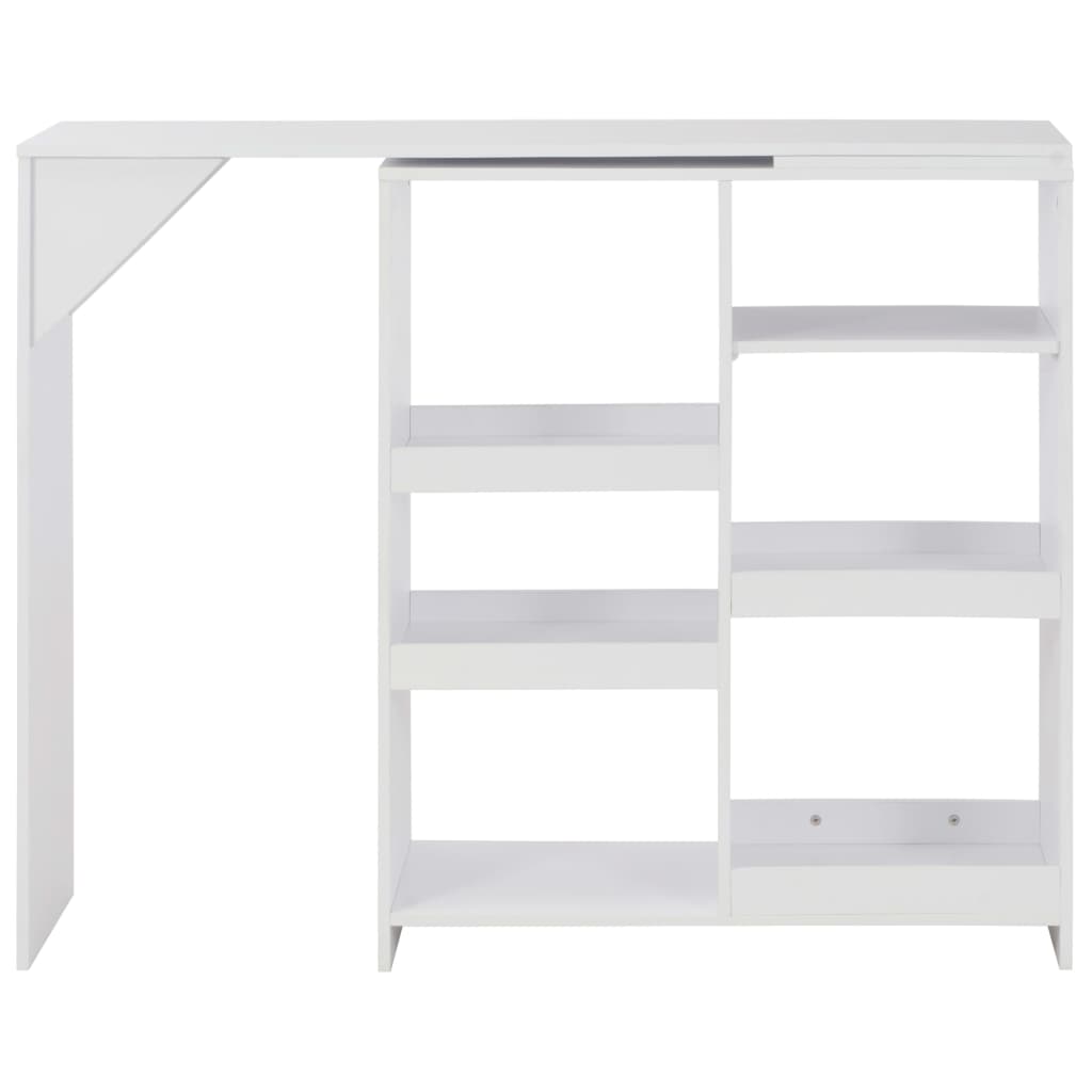 Bar table with movable shelf, white, 138x39x110 cm