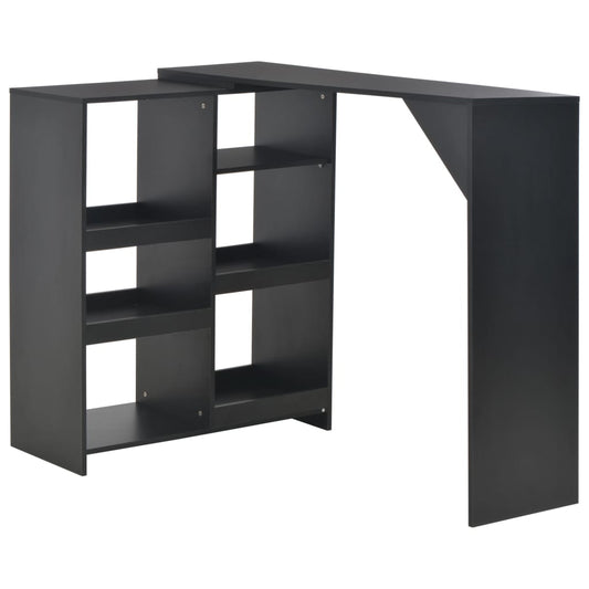 Bar table with movable shelf, black, 138x39x110 cm