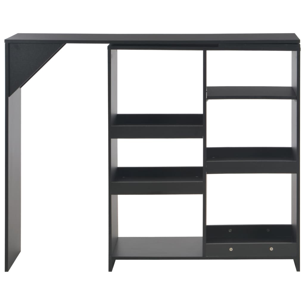 Bar table with movable shelf, black, 138x39x110 cm