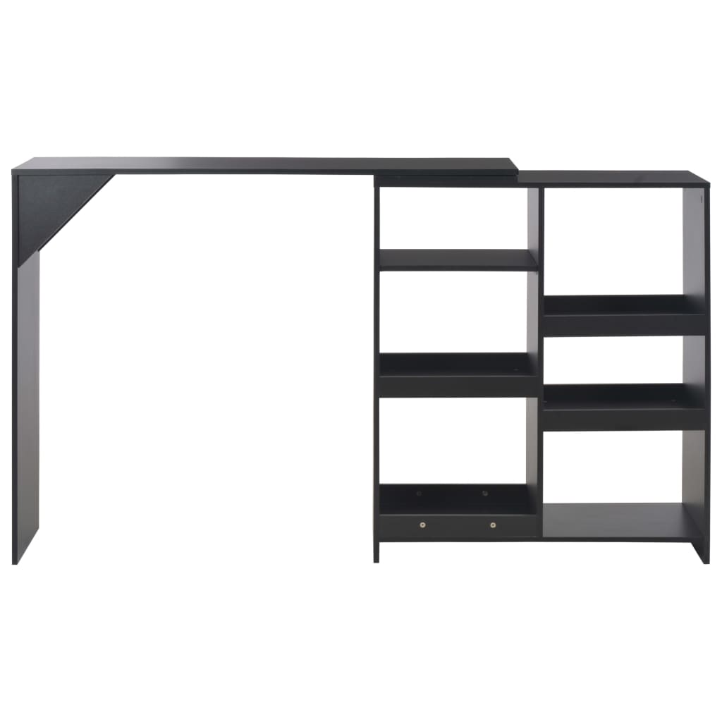 Bar table with movable shelf, black, 138x39x110 cm