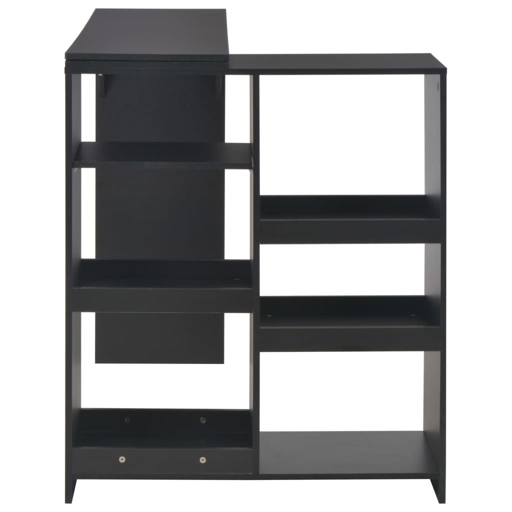 Bar table with movable shelf, black, 138x39x110 cm