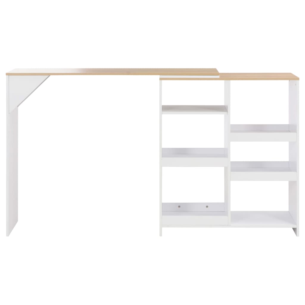 Bar table with movable shelf, white, 138x39x110 cm