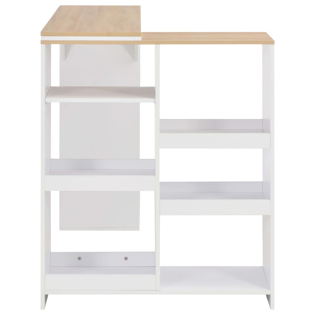 Bar table with movable shelf, white, 138x39x110 cm