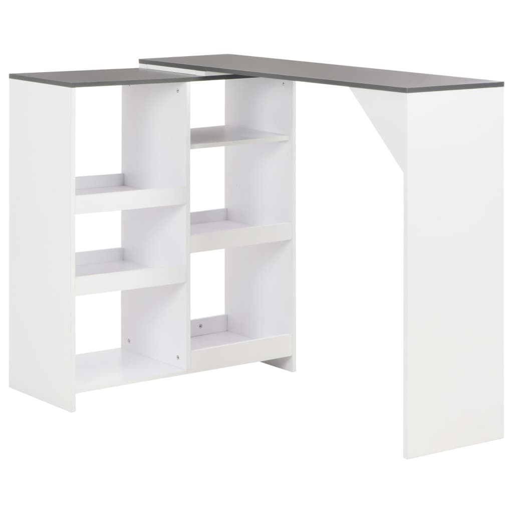 Bar table with movable shelf, white, 138x39x110 cm