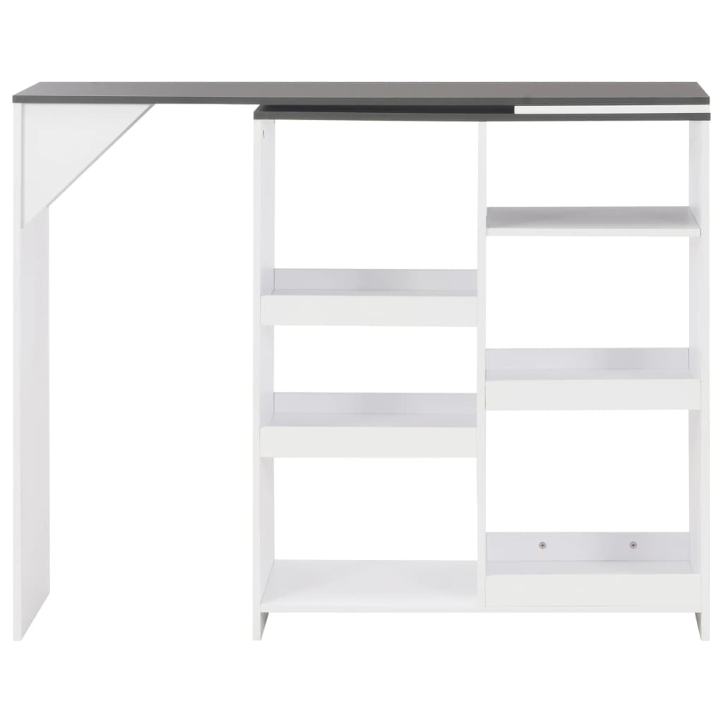 Bar table with movable shelf, white, 138x39x110 cm