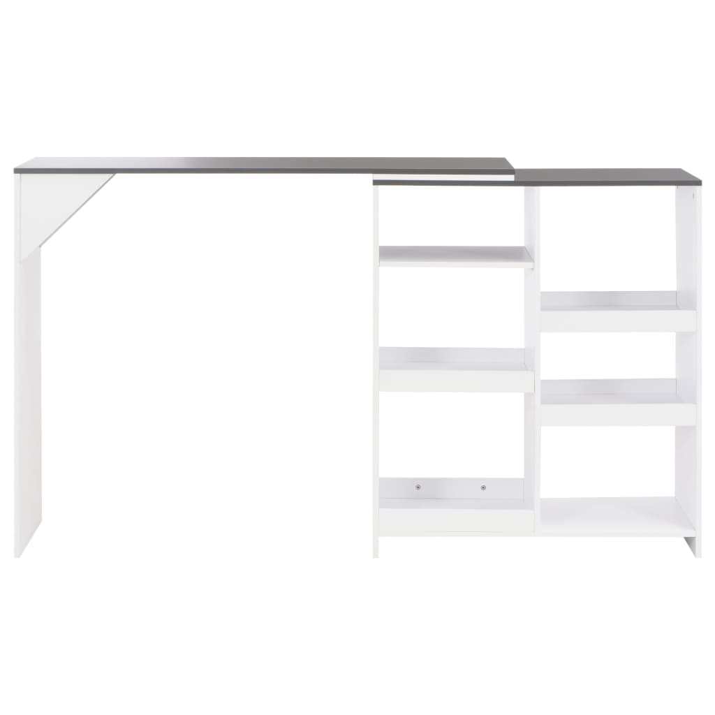 Bar table with movable shelf, white, 138x39x110 cm