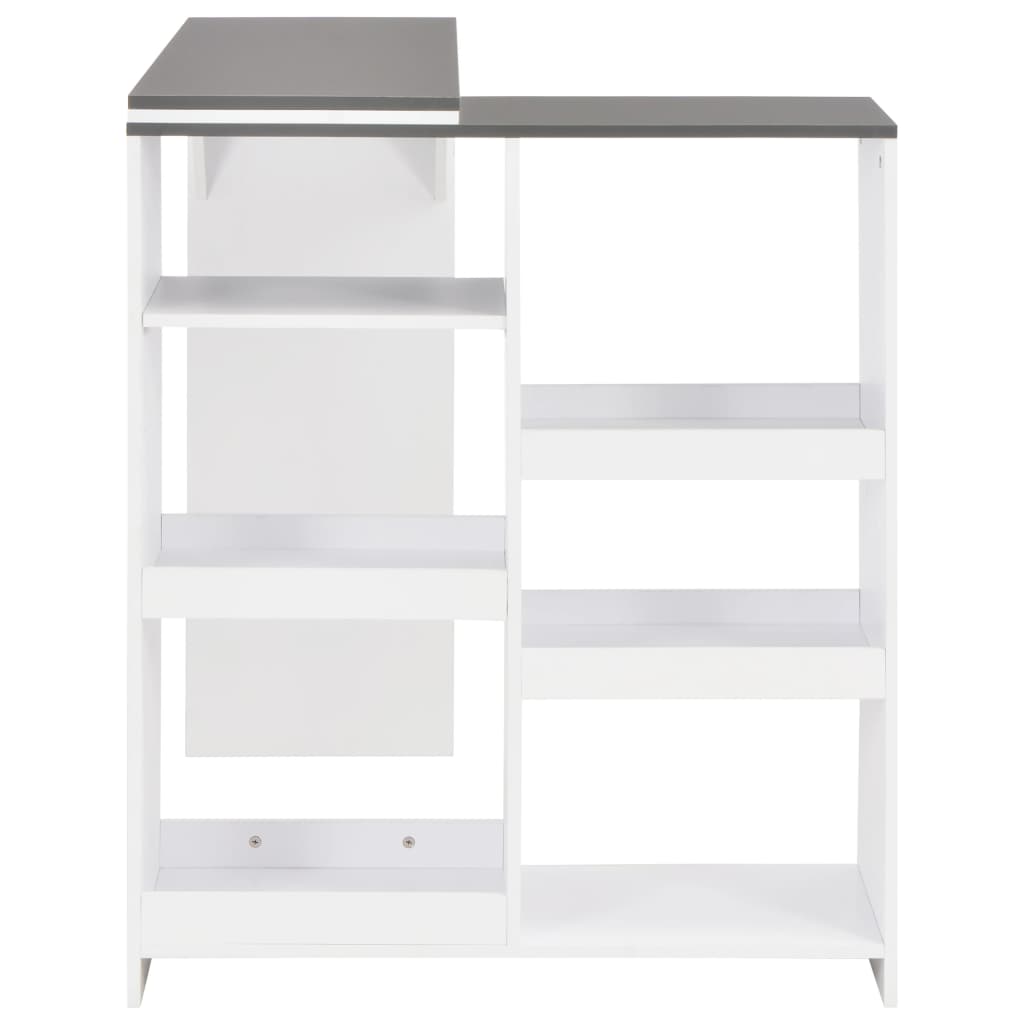 Bar table with movable shelf, white, 138x39x110 cm