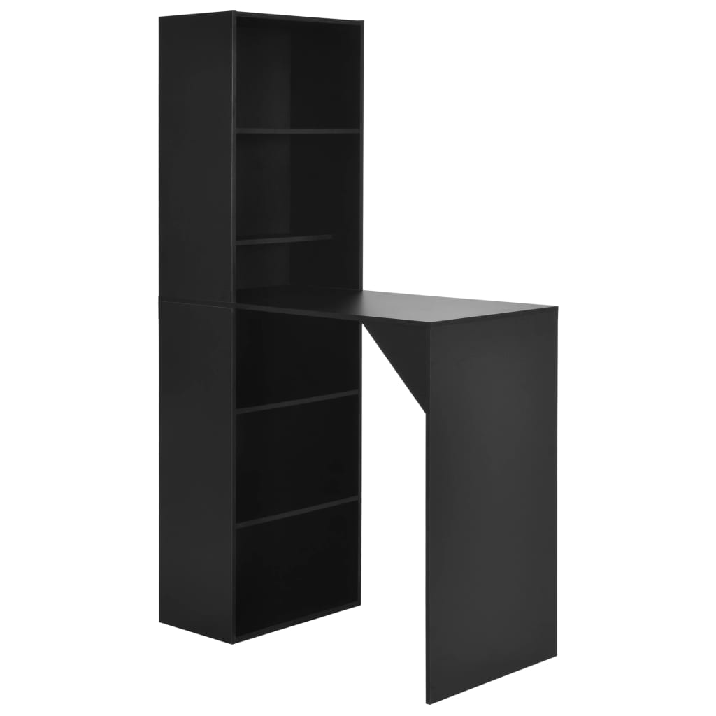 Bar table with cabinet, black, 115 x 59 x 200 cm