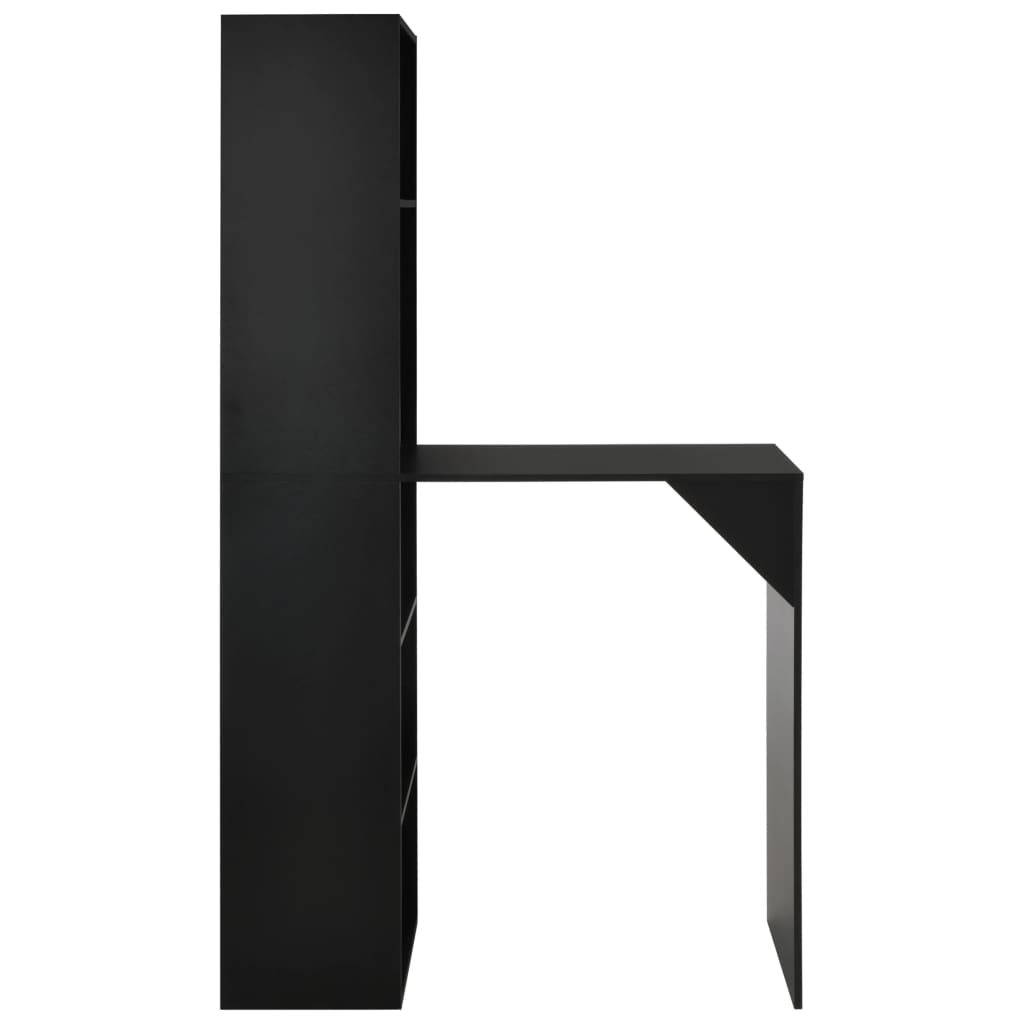 Bar table with cabinet, black, 115 x 59 x 200 cm