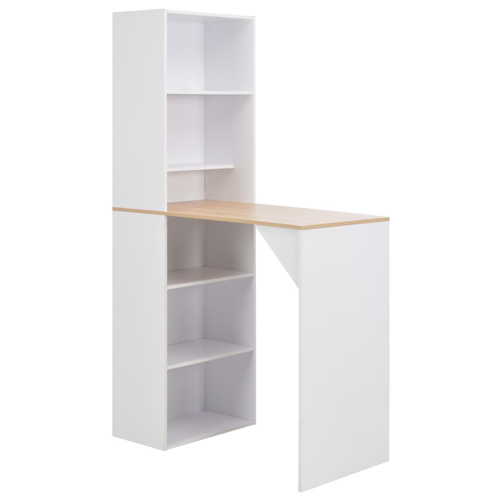 Bar table with cabinet, white, 115 x 59 x 200 cm