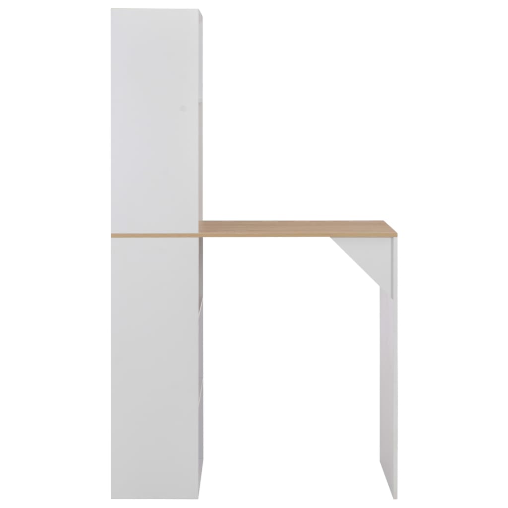 Bar table with cabinet, white, 115 x 59 x 200 cm