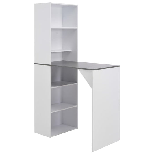 Bar table with cabinet, white, 115 x 59 x 200 cm