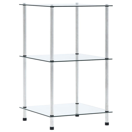 3-tier shelf, transparent, 40x40x67 cm, tempered glass