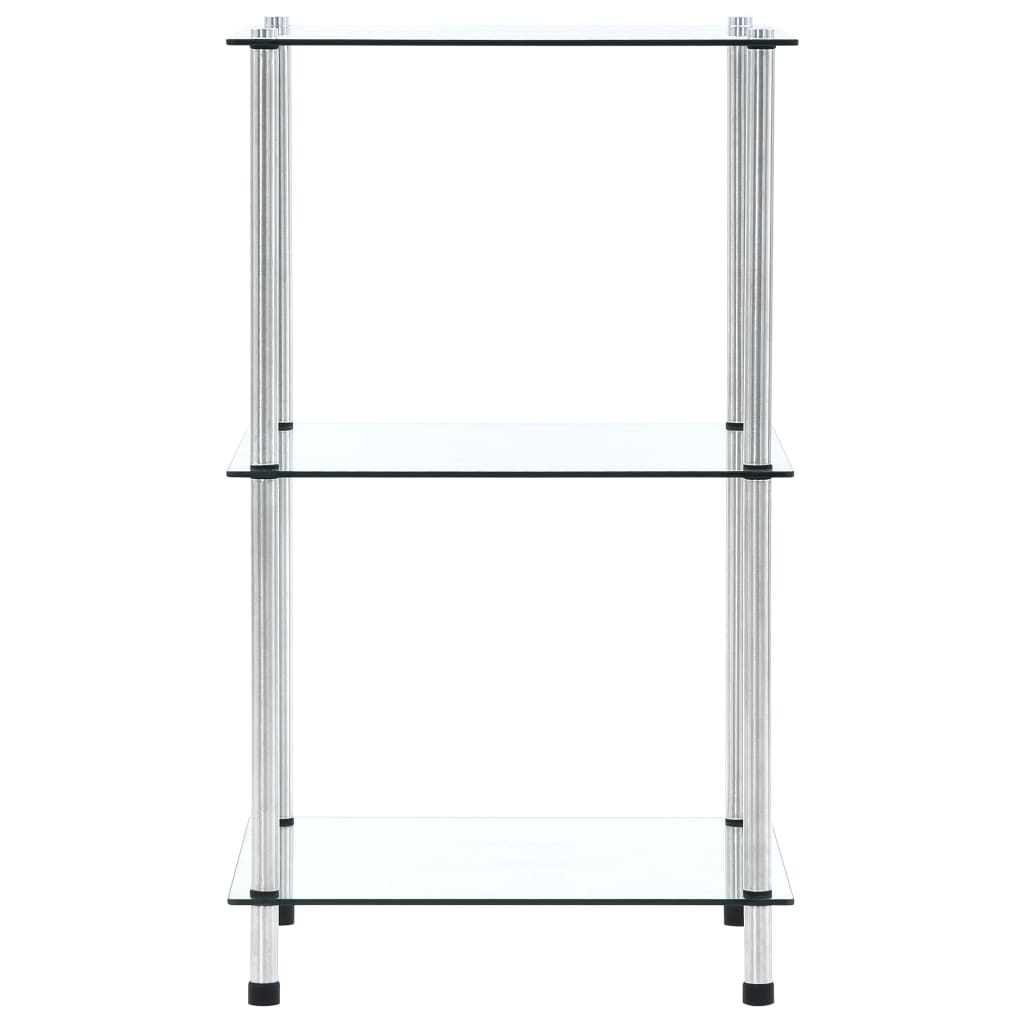 3-tier shelf, transparent, 40x40x67 cm, tempered glass