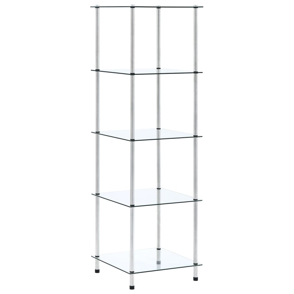 5-tier transparent shelf, 40x40x130 cm, tempered glass