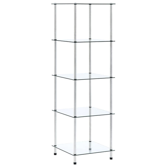 5-tier transparent shelf, 40x40x130 cm, tempered glass