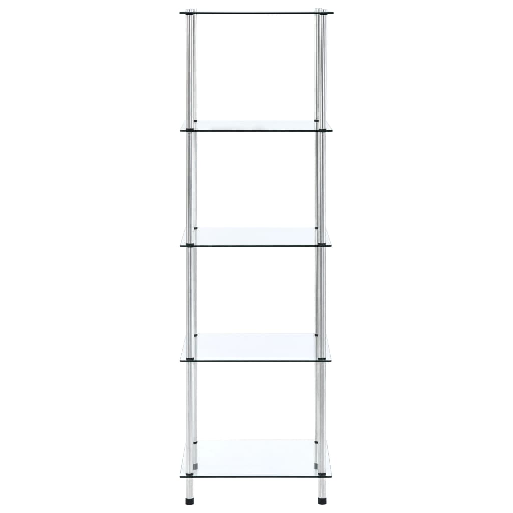 5-tier transparent shelf, 40x40x130 cm, tempered glass