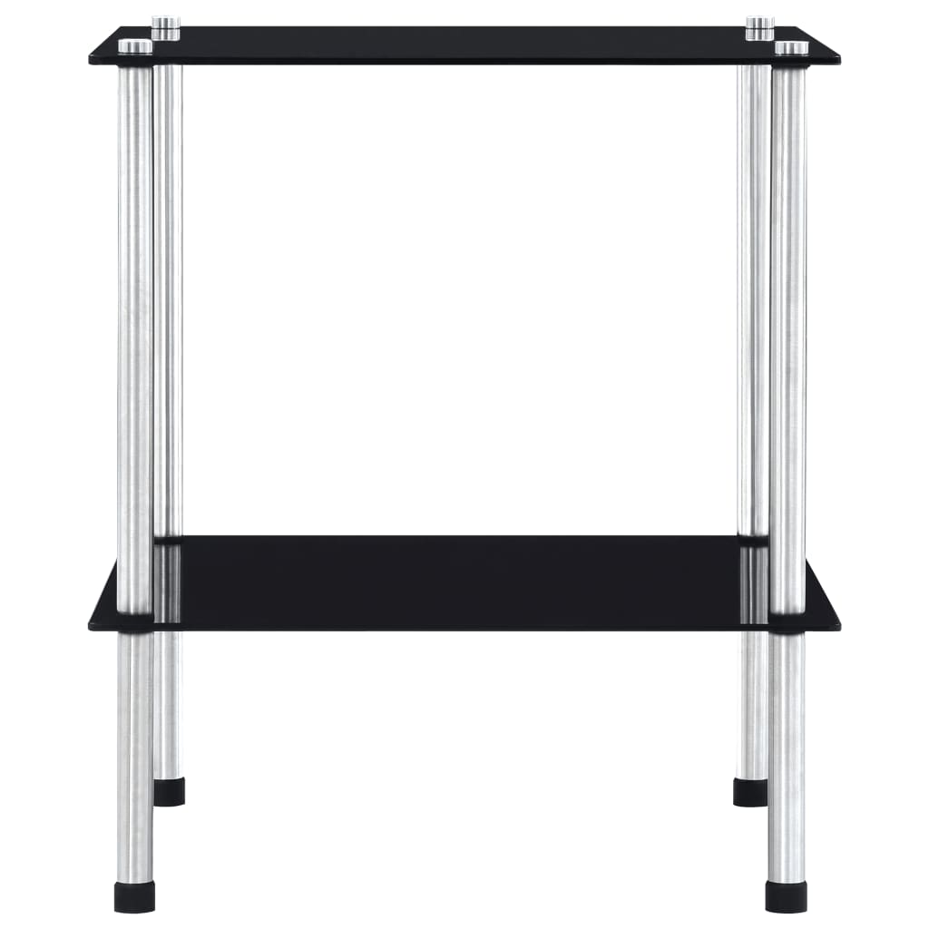 2-tier shelf, black, 40 x 40 x 47 cm, tempered glass