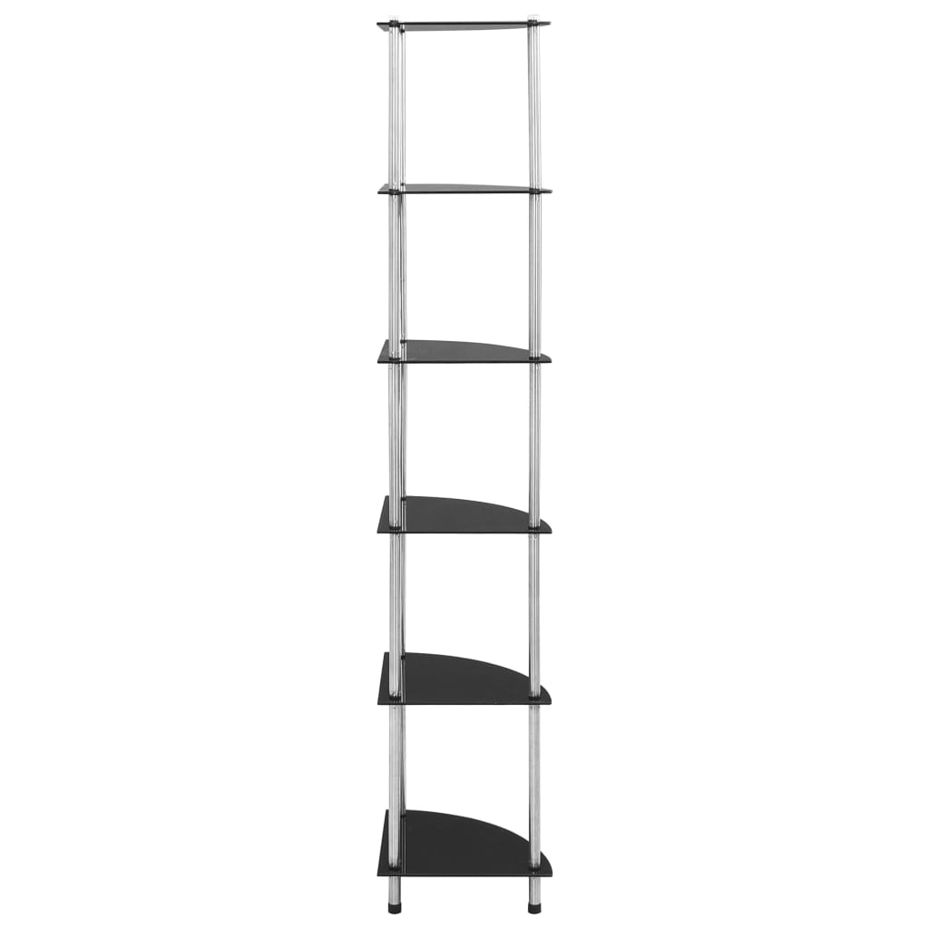 6-tier shelf, black, 30 x 30 x 160 cm, tempered glass