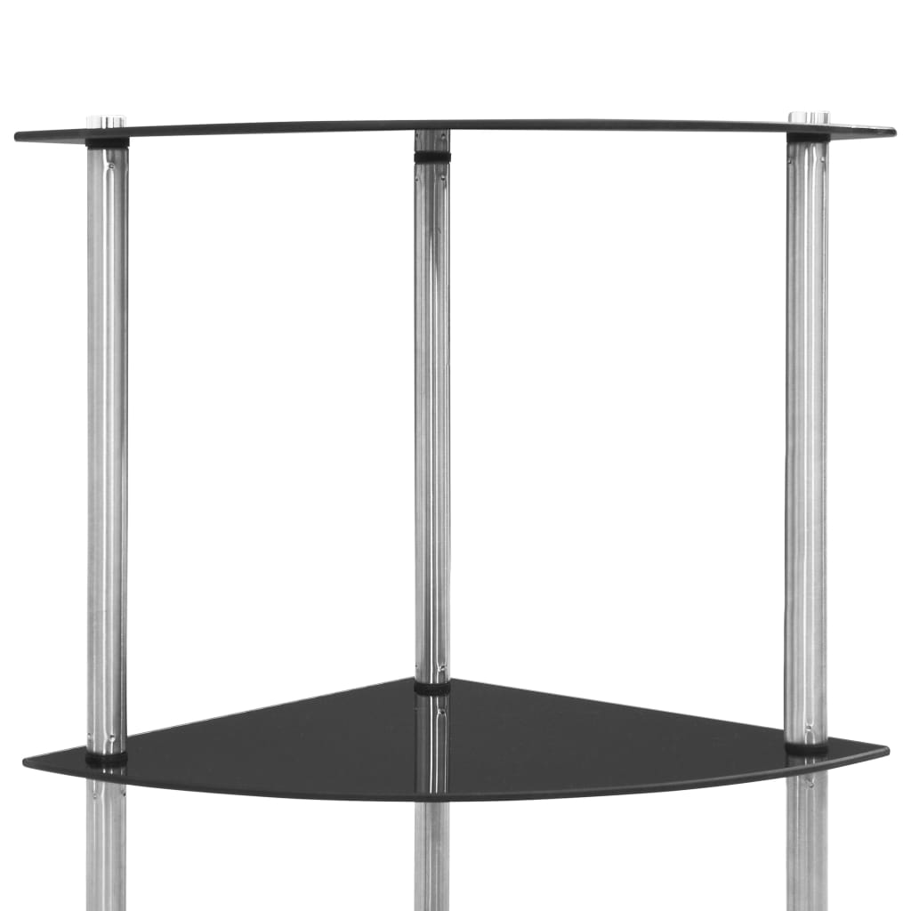 6-tier shelf, black, 30 x 30 x 160 cm, tempered glass