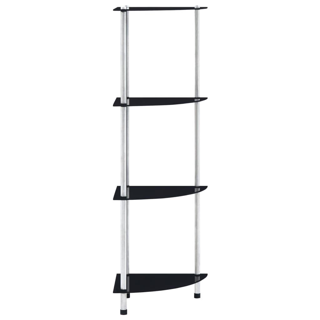 4-tier shelf, black, 30 x 30 x 100 cm, tempered glass