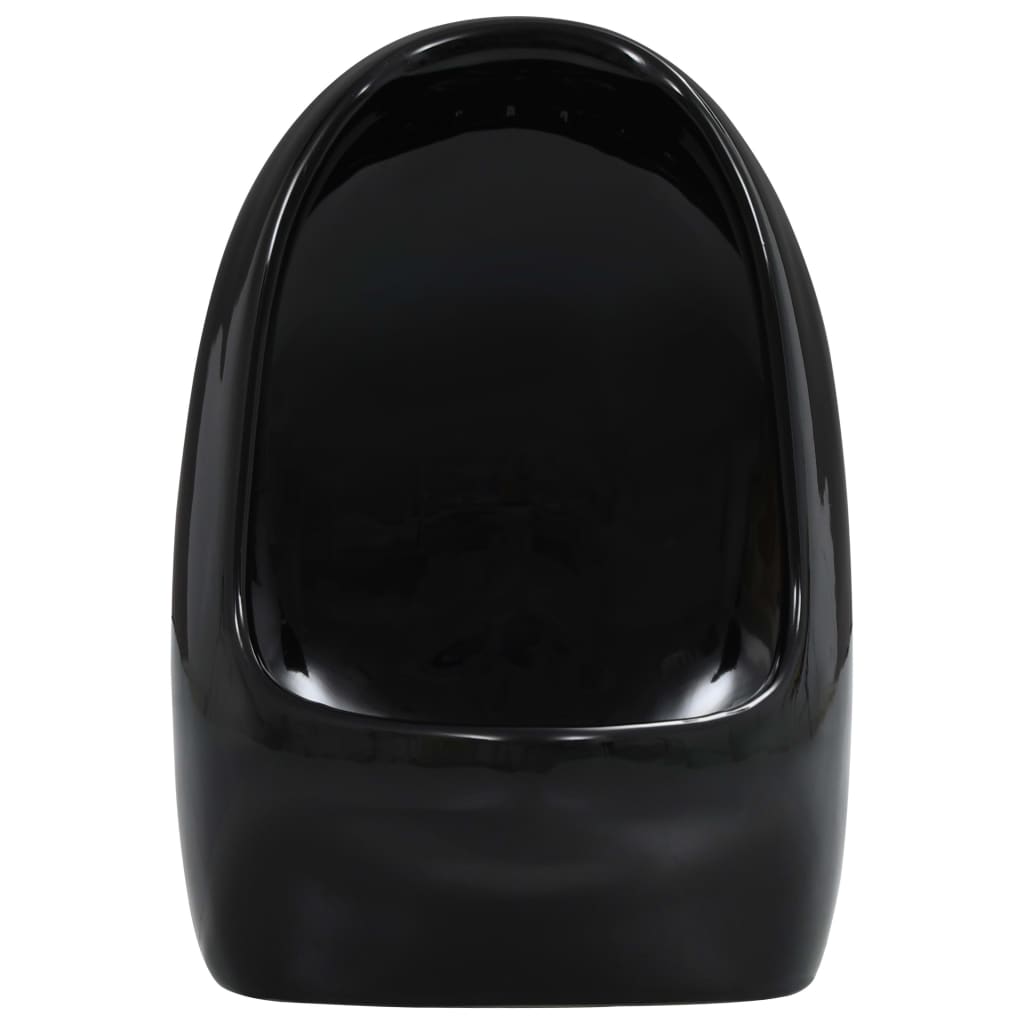 Wall-mounted urinal with flush valve, black, ceramic