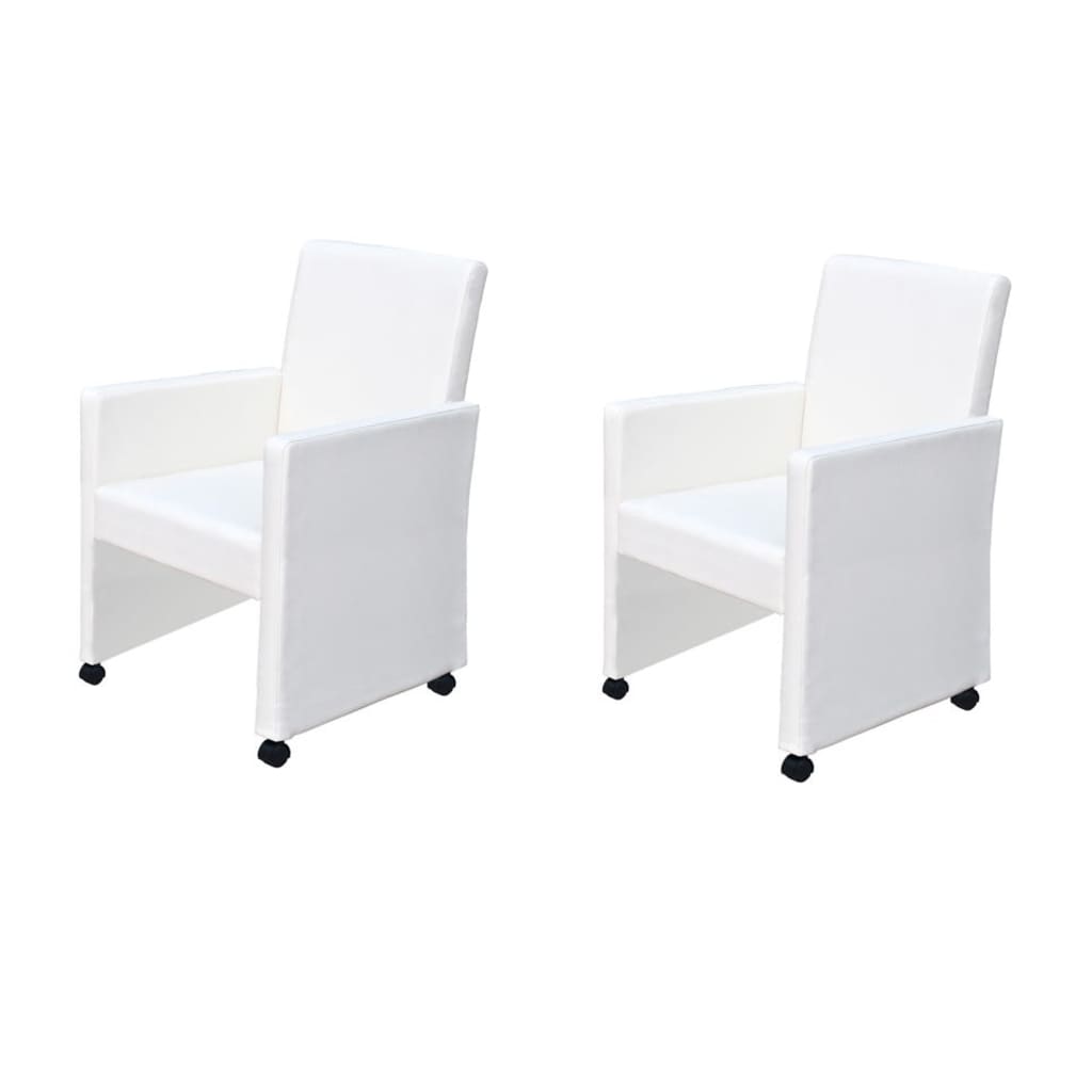 Kitchen chairs, 2 pcs., white, eco-leather