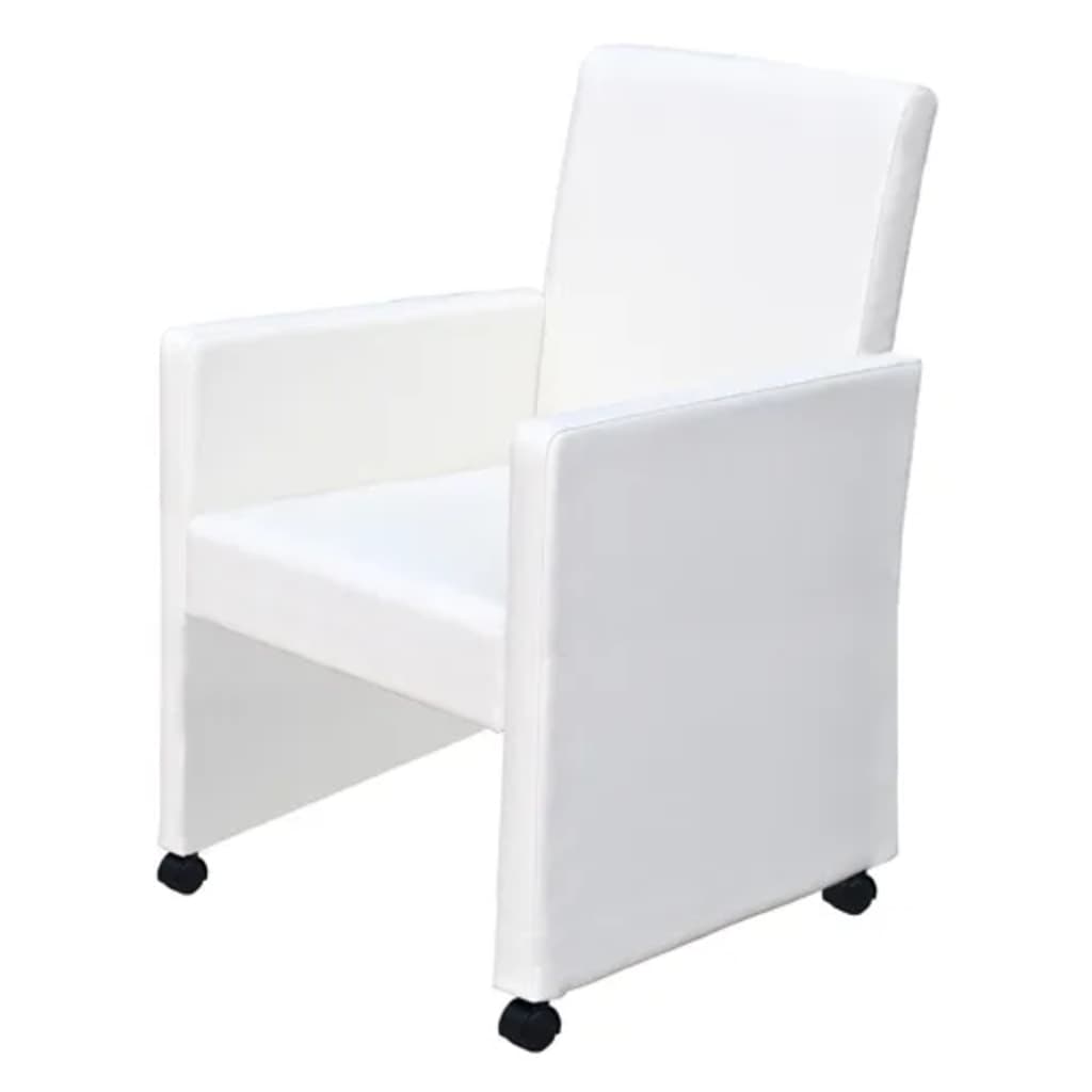 Kitchen chairs, 2 pcs., white, eco-leather