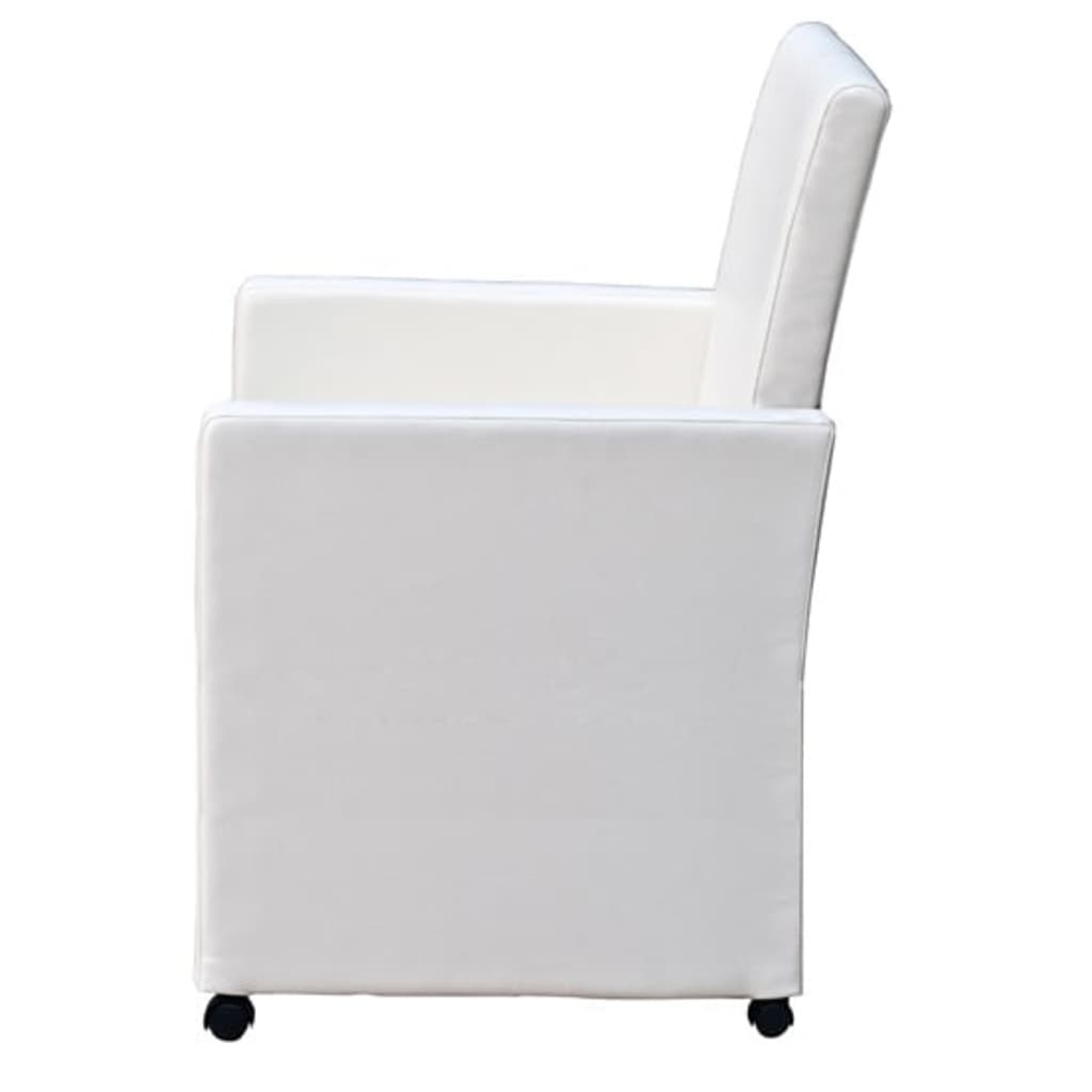 Kitchen chairs, 2 pcs., white, eco-leather