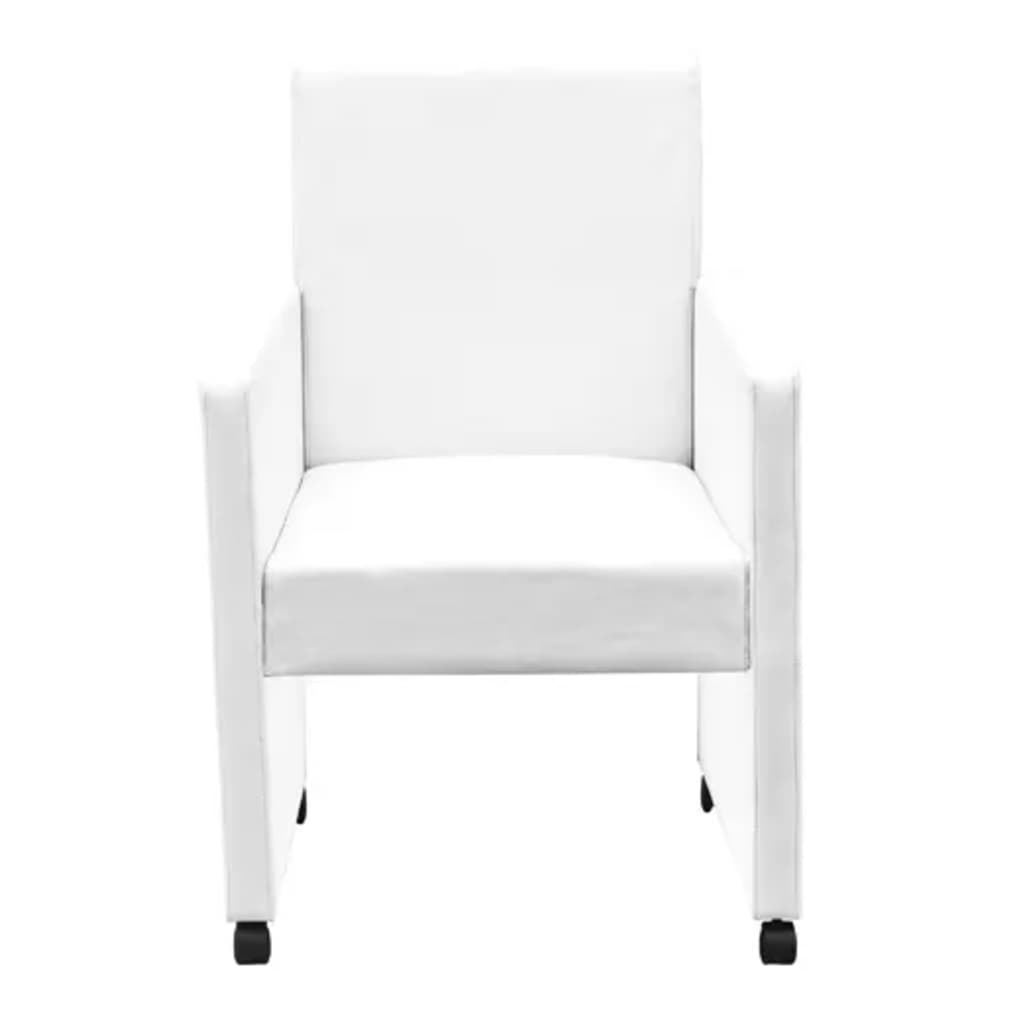 Kitchen chairs, 2 pcs., white, eco-leather