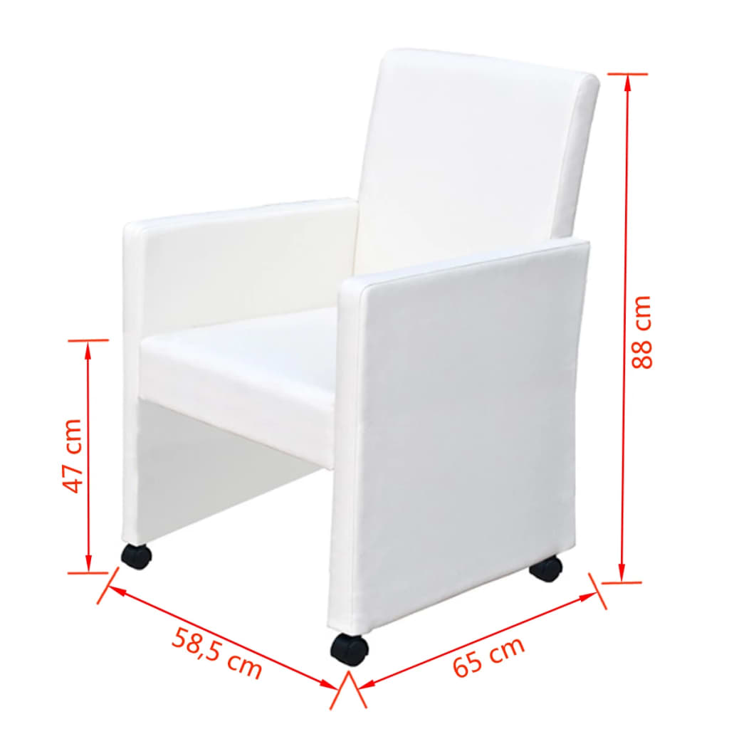 Kitchen chairs, 2 pcs., white, eco-leather