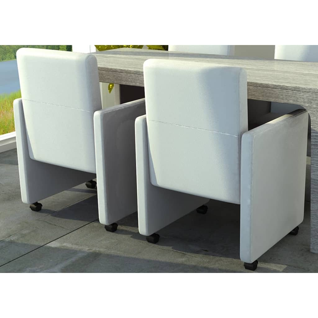 Kitchen chairs, 2 pcs., white, eco-leather