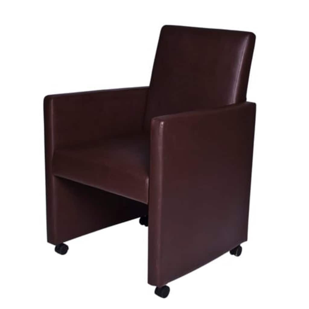 Dining chairs, 2 pcs., brown, eco-leather