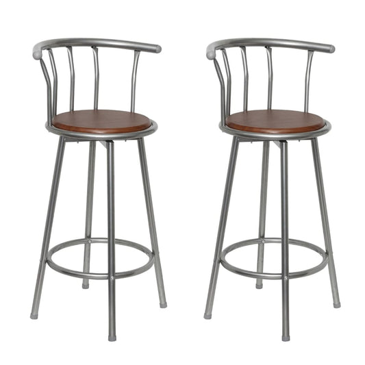 Bar stools 2 pcs, brown, steel