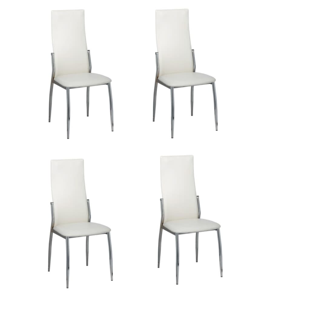 Kitchen chairs, 4 pcs., white, eco-leather