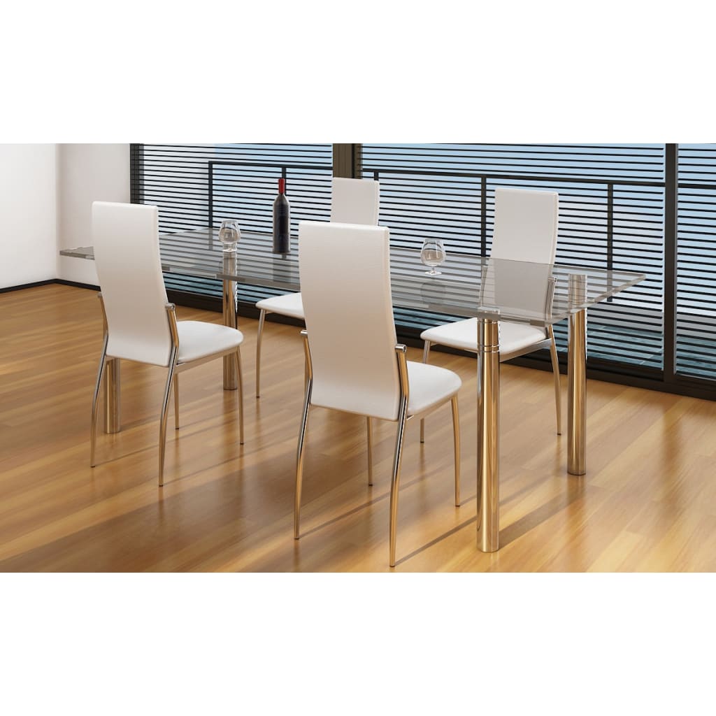 Kitchen chairs, 4 pcs., white, eco-leather