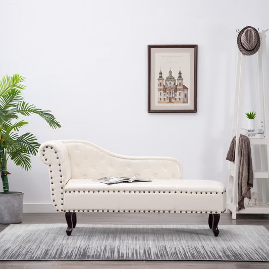 Chaise longue, cream white, eco-leather