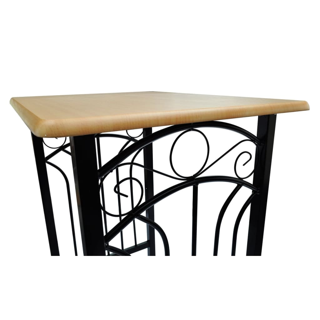 Breakfast/dinner kitchen table set, copper wood with black steel