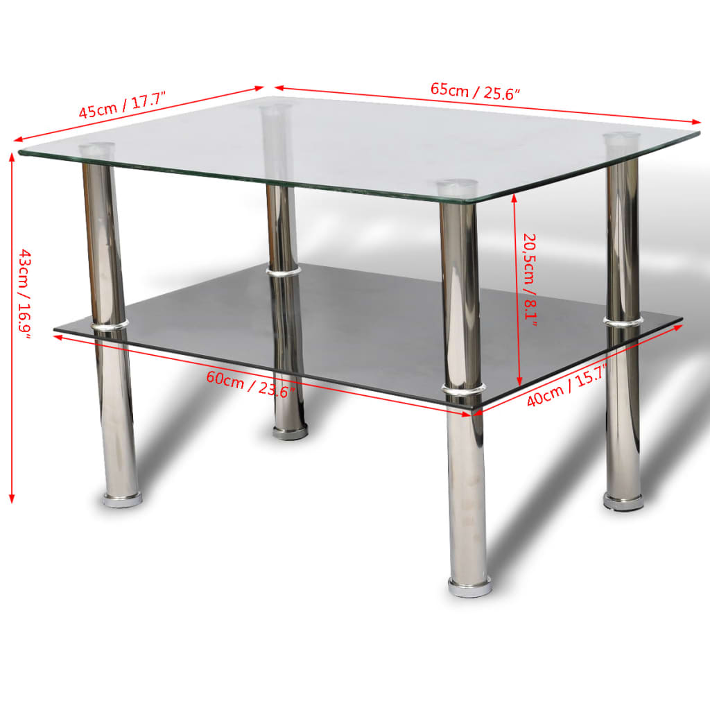 Glass coffee table, 2 levels