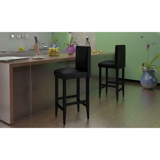 Bar stools, 4 pcs., black, eco-leather