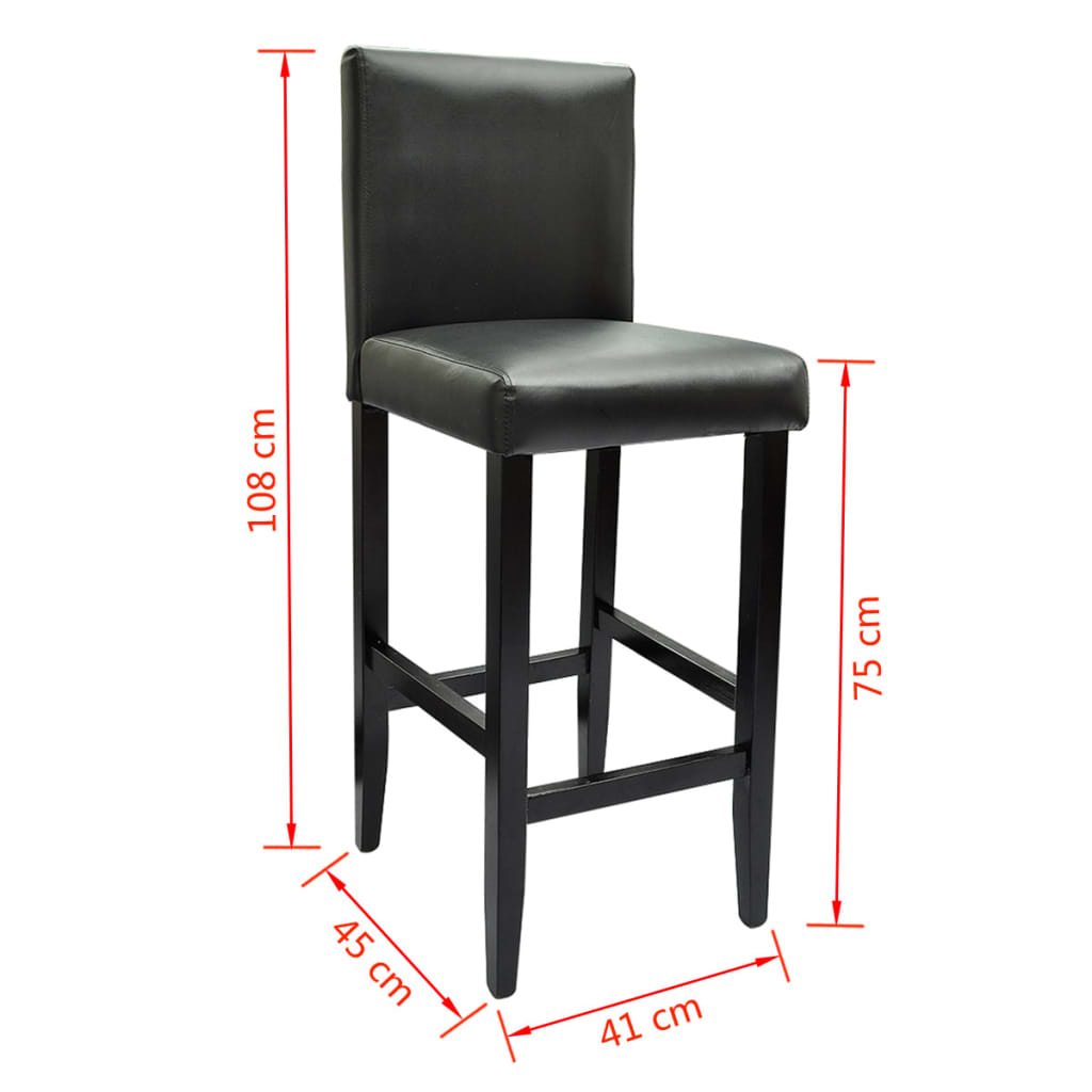 Bar stools, 6 pcs., black, eco-leather