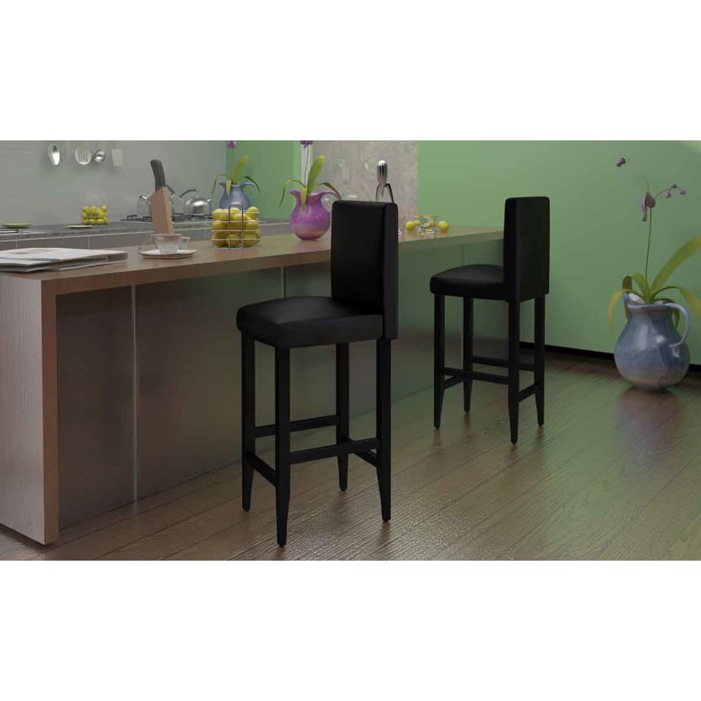 Bar stools, 6 pcs., black, eco-leather