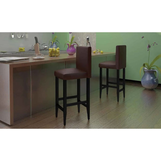 Bar stools, 4 pcs., dark brown, eco-leather