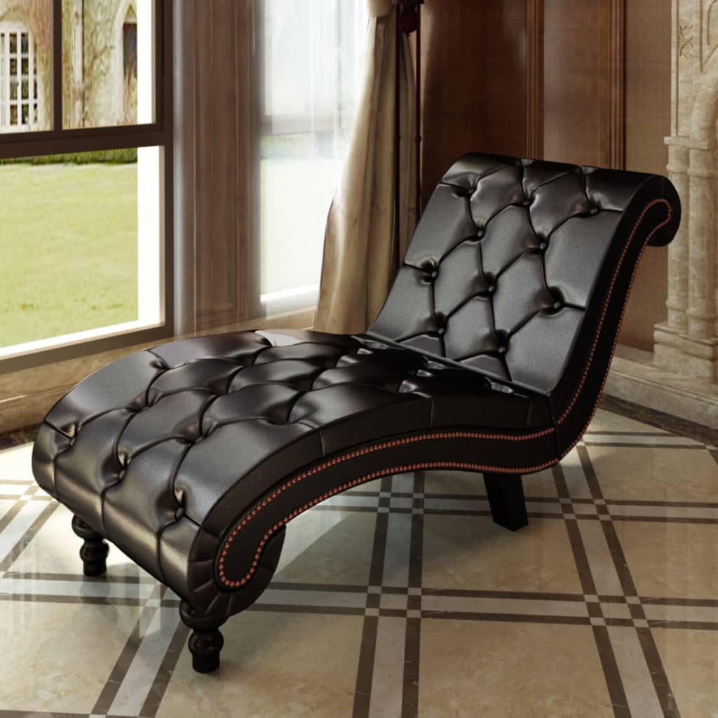 Chaise longue, brown, eco-leather