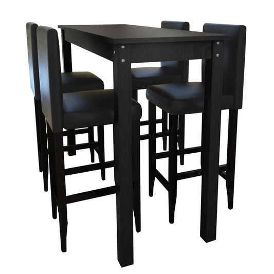 Bar table with 4 bar stools, black