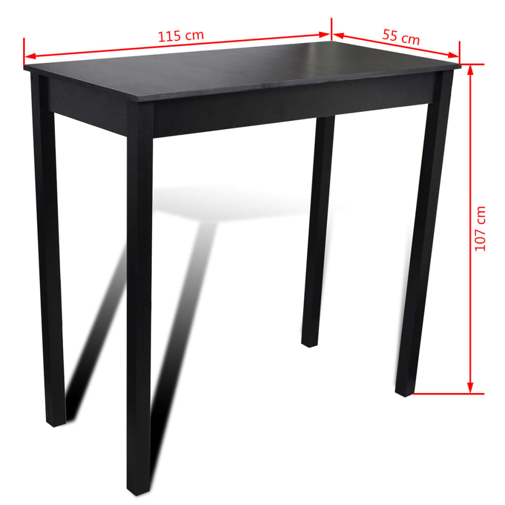 Bar table with 4 bar stools, black