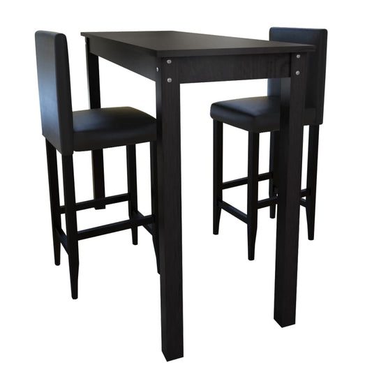 Bar table with 2 black bar stools