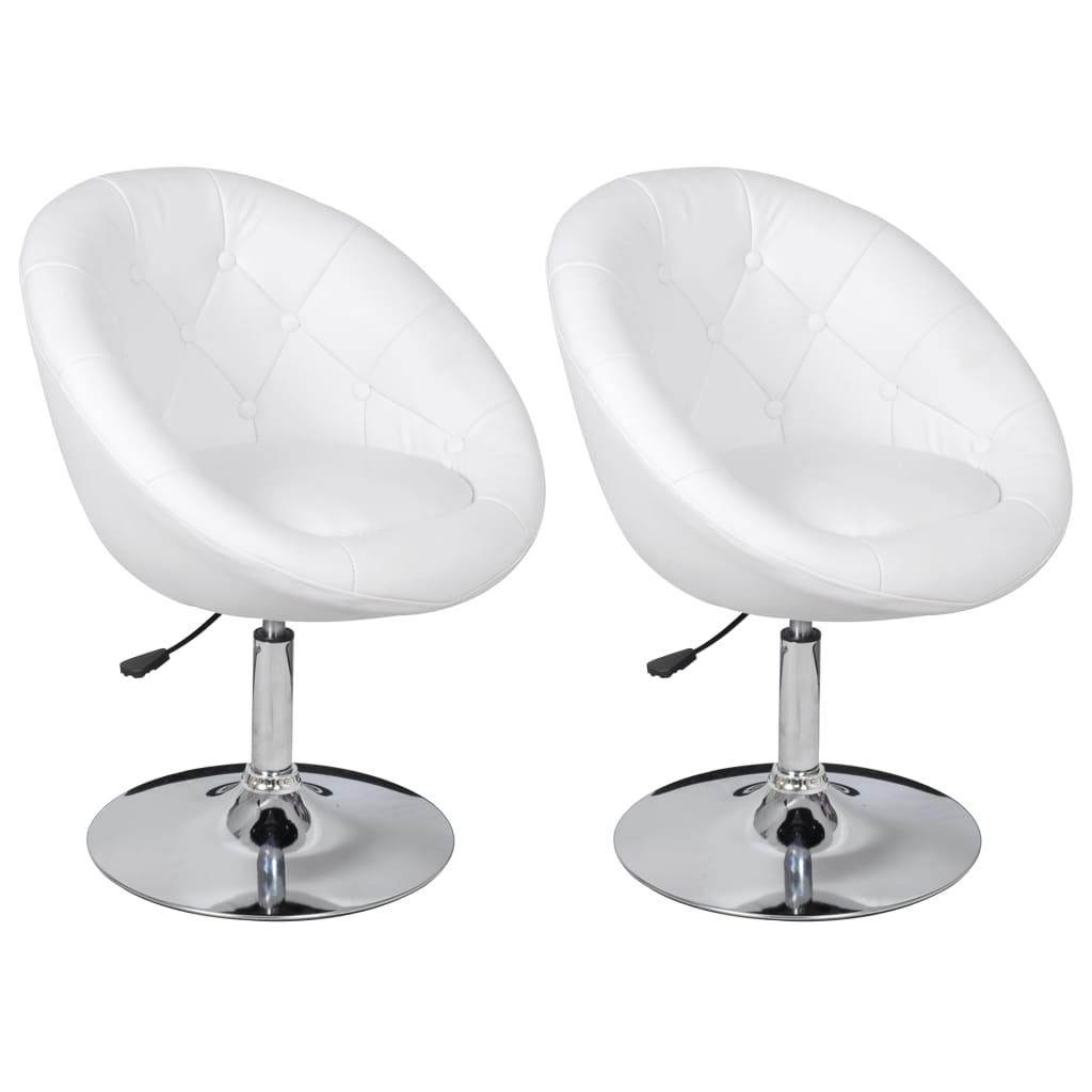 Bar stools, 2 pcs., white, eco-leather